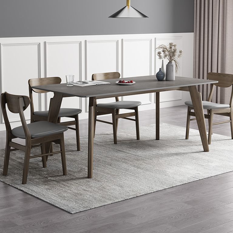 Rectangle Sintered Stone Grey Tone Dining Table Vintage 4 Legs Table for Dining Room Clearhalo ' dining_table' 'Dining Tables & Seating' 'Dining Tables' 'furn' 'furn_dining_table' 'Furniture' 'furniture_dining_table' 'Kitchen & Dining Furniture' 'kitchen&dining_furn' 'kitchen' 'kitchen_dining_table' 1200x1200_bff740d7-f8d6-498a-a860-c6492ef2ed79