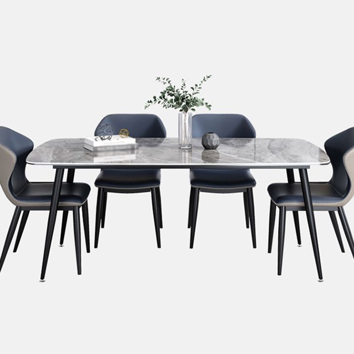 Modern Sintered Stone Table with 4 Legs Rectangle Table Dining Table with Metal Base Clearhalo ' dining_table' 'Dining Tables & Seating' 'Dining Tables' 'Furniture' 'furniture_dining_table' 'Kitchen & Dining Furniture' 'kitchen&dining_furn' 'kitchen' 'kitchen_dining_table' 1200x1200_bff76c89-9c3d-4c69-9d59-01250873f63e