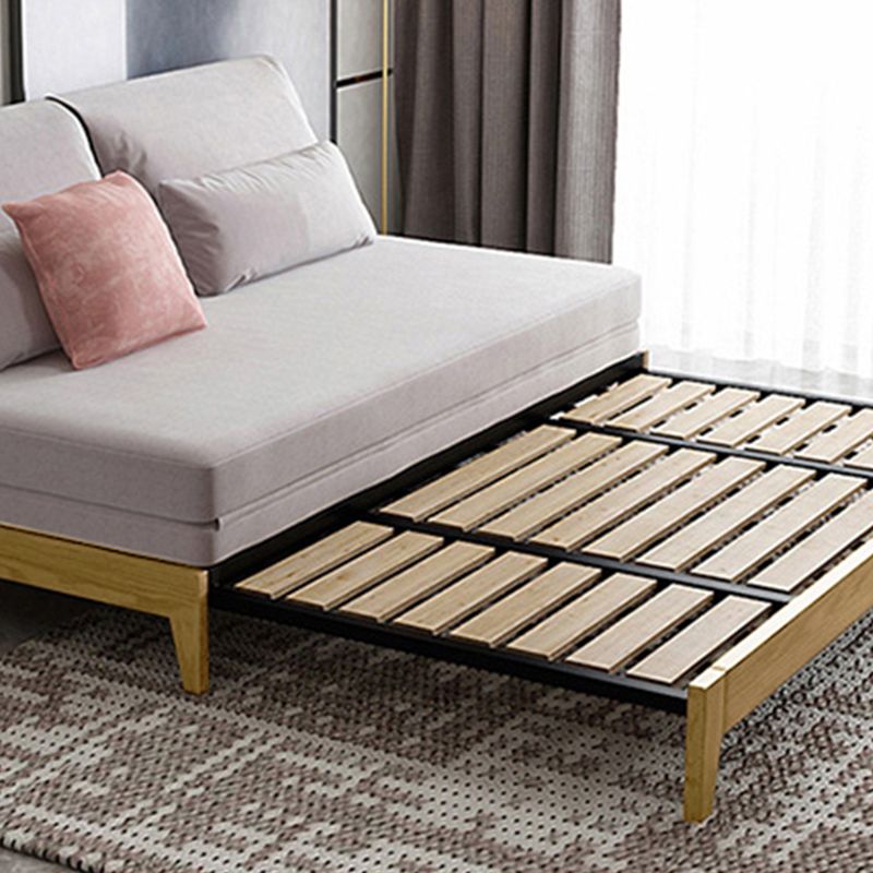 スカンジナビアスタイルのグレーアームレスソファベッドウッドフレームスリーパーソファ