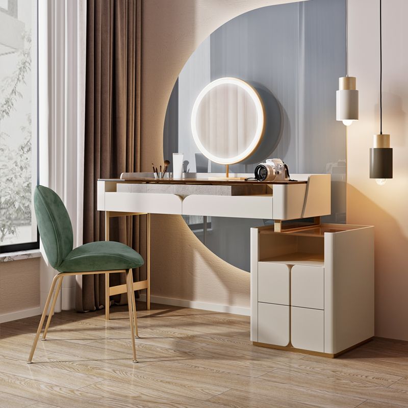 Glass Top Makeup Vanity Desk Storage Box Makeup Vanity Set with Drawer Clearhalo 'Bedroom Furniture' 'furn' 'furn_makeup_vanities' 'Furniture' 'Makeup Vanities' 'makeup_vanities' 1200x1200_bff7b020-1a42-476d-b259-f5c904b12151