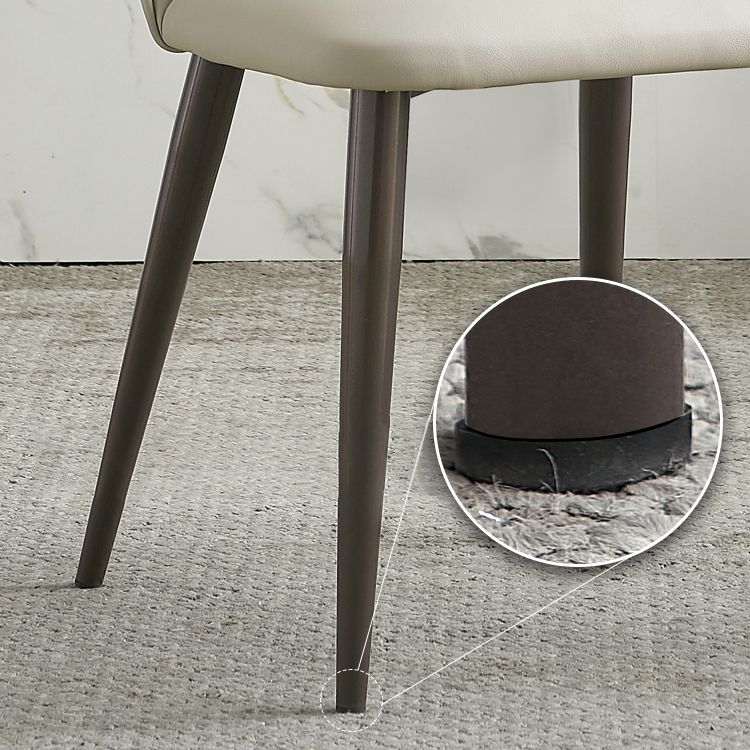 Contemporary Armless Dining Chairs Faux Leather Open Back Dining Side Chair