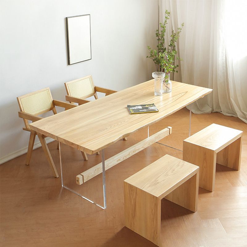 Table à manger spécialisée marron moderne en bois massif pour cuisine