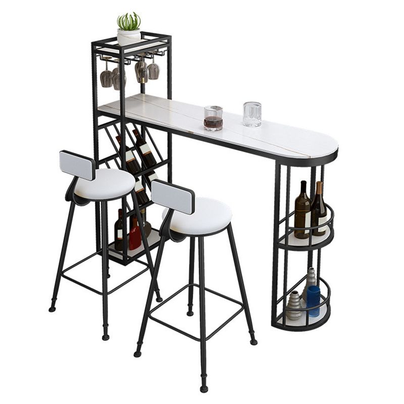 Glam Pub Table Specialty Bar Height Bar Table with Wine Rack Clearhalo 'Bar Furniture' 'Bar Tables' 'bar_tables' 'furn' 'furn_bar_tables' 'Furniture' 'Kitchen & Dining Furniture' 1200x1200_bffc10d7-5863-46d9-ba02-52fb0691c51d