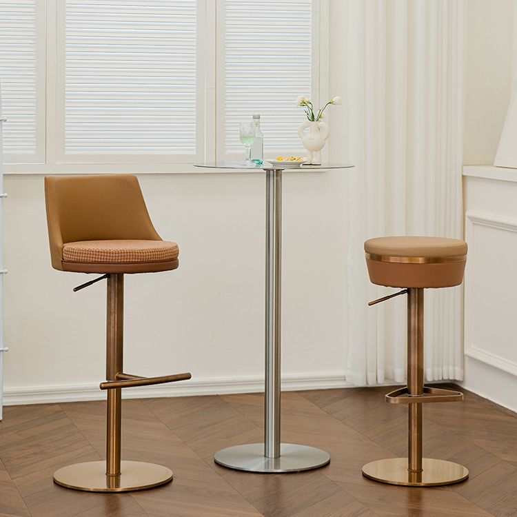 Modern Style Counter Stool Pu Leather Adjustable Height Bar Stool with Footrest Clearhalo 'Bar Furniture' 'Bar Stools' 'bar_stools' 'furn' 'furn_bar_stools' 'Furniture' 'Kitchen & Dining Furniture' 1200x1200_bffd1c92-7947-4c98-832d-5c011b884510