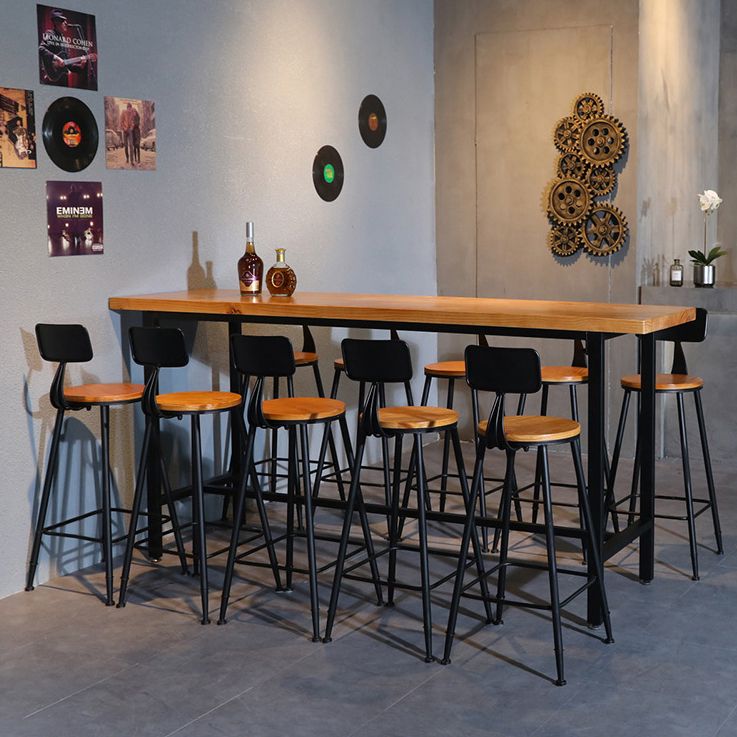 Tavolo da bar in legno in legno massiccio marrone chiaro industriale in metallo tavolo da pub