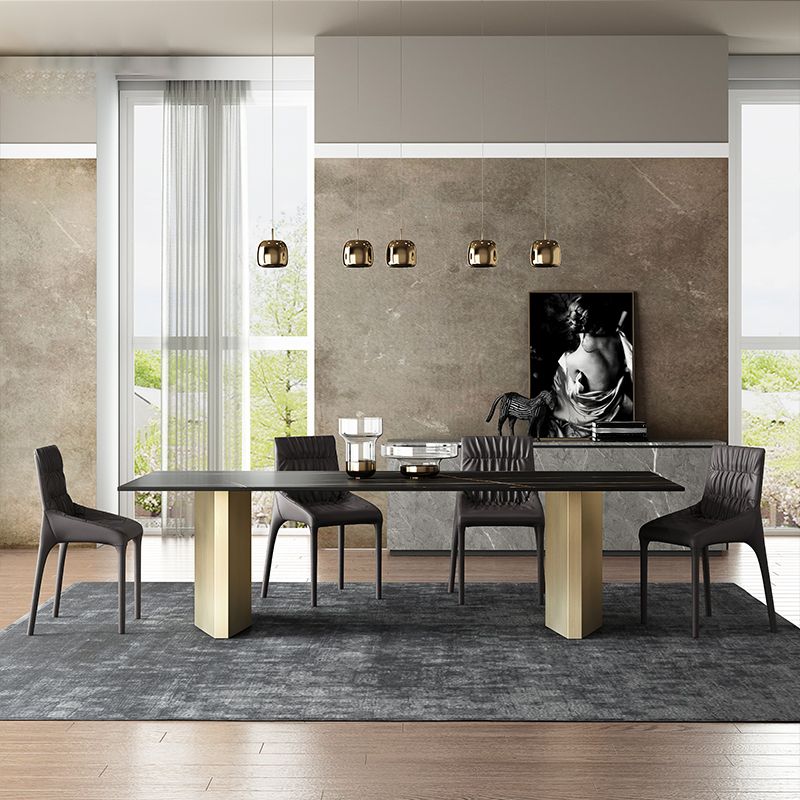 Metal Traditional Luxury Rectangle Table Black Sintered Stone Top Table for Dining Room Clearhalo ' dining_table' 'Dining Tables & Seating' 'Dining Tables' 'furn' 'furn_dining_table' 'Furniture' 'furniture_dining_table' 'Kitchen & Dining Furniture' 'kitchen&dining_furn' 'kitchen' 'kitchen_dining_table' 1200x1200_c00063fd-3850-451e-ab4b-337b910f4e5b