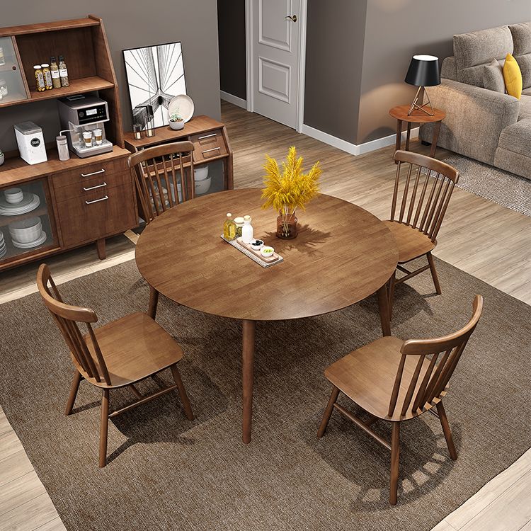 Rubber Wood Round Table for Restaurant Modern Dining Table in Nature/Walnut with 4 Legs Clearhalo ' dining_table' 'Dining Tables & Seating' 'Dining Tables' 'furn' 'furn_dining_table' 'Furniture' 'furniture_dining_table' 'Kitchen & Dining Furniture' 'kitchen&dining_furn' 'kitchen' 'kitchen_dining_table' 1200x1200_c0007a07-e975-436e-b06f-9a3015908d17