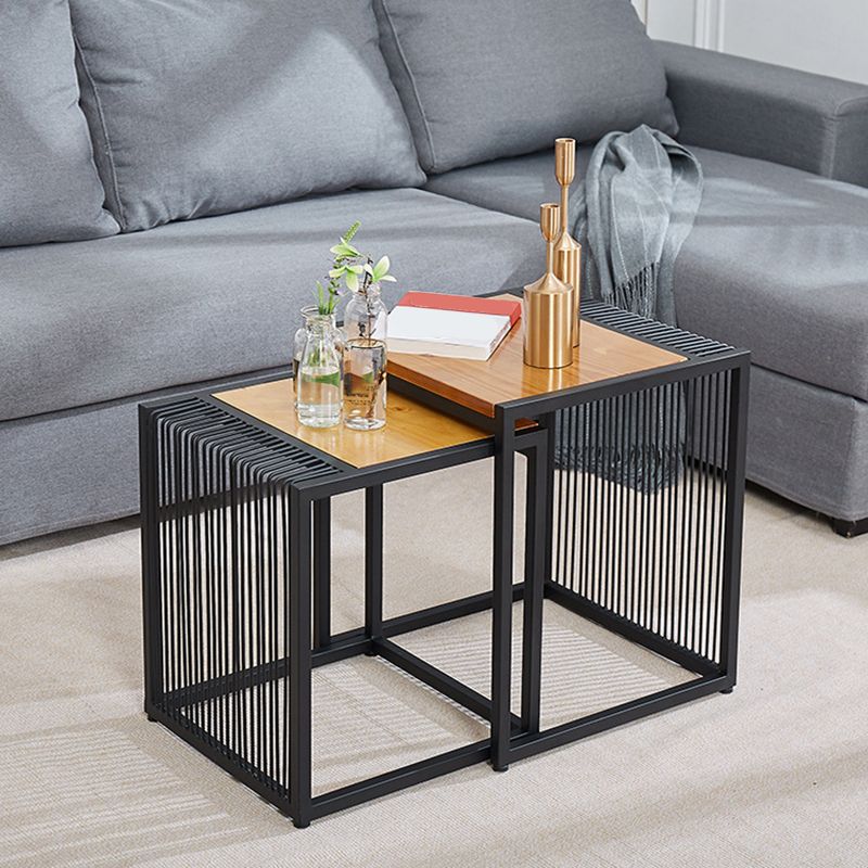 Frame 2 Nesting Coffee Table Iron & Solid Wood Cocktail Table Set Clearhalo 'Coffee & Accent Tables' 'Coffee Tables' 'coffee_tables' 'furn' 'furn_coffee_tables' 'Furniture' 'Living Room Furniture' 1200x1200_c0062484-e972-48a9-bfdd-f990ff5bf5cc