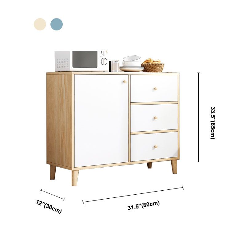 Server da pranzo in legno bianco in stile moderno con cassetti e porte