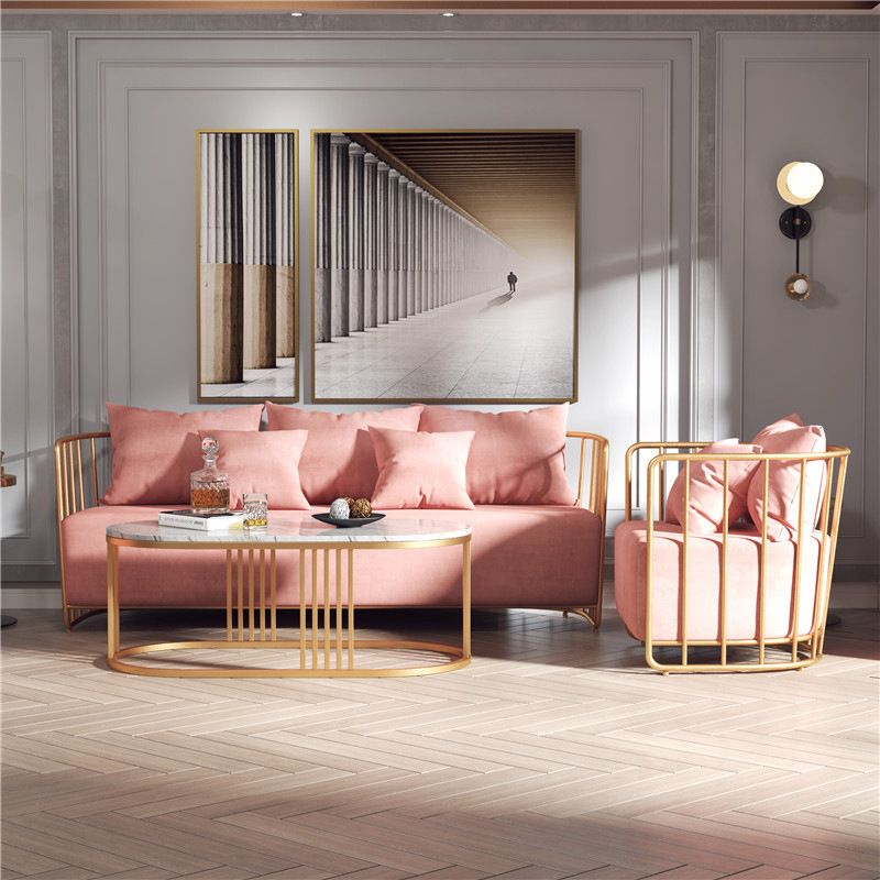 White Marble Top Coffee Table Gold Frame Coffee Cocktail Table Clearhalo 'Coffee & Accent Tables' 'Coffee Tables' 'coffee_tables' 'furn' 'furn_coffee_tables' 'Furniture' 'Living Room Furniture' 1200x1200_c006ad94-56ff-459f-8f36-8a5f69c071fd