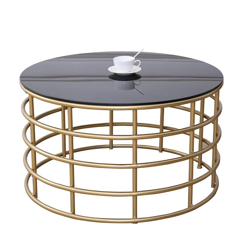 Contemporary Simple Glass Round Coffee Cocktail Table - 17.7" H Clearhalo 'Coffee & Accent Tables' 'Coffee Tables' 'coffee_tables' 'furn' 'furn_coffee_tables' 'Furniture' 'Living Room Furniture' 1200x1200_c006bf81-7e2b-4c65-a400-05062262eab6