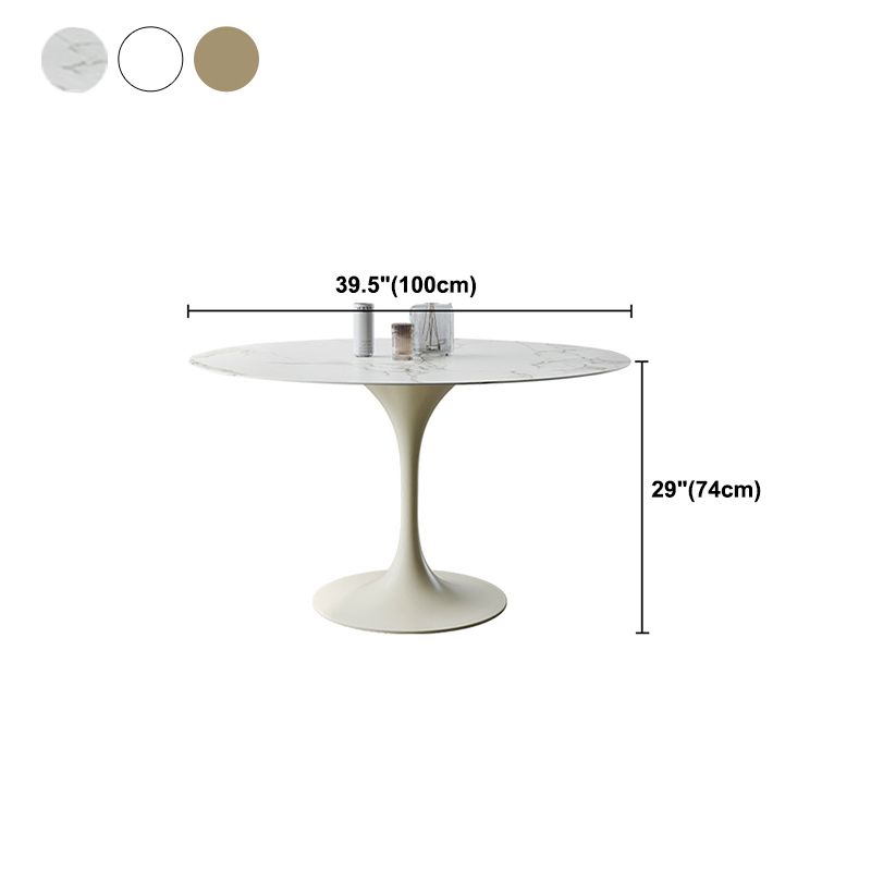Contemporary Style Dinette Table Round Stone Furniture with Tulip Base Clearhalo ' dining_table' 'Dining Tables & Seating' 'Dining Tables' 'furn' 'furn_dining_table' 'Furniture' 'furniture_dining_table' 'Kitchen & Dining Furniture' 'kitchen&dining_furn' 'kitchen' 'kitchen_dining_table' 1200x1200_c0078666-a700-4758-ad36-7deee7409064