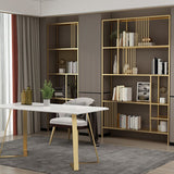 Glam Metal and Wood Shelf Bookcase Etagere Open Home Book Shelf with 5 Shelves Clearhalo 'Bookcases' 'furn' 'furn_bookcases' 'Furniture' 'Office Furniture' 1200x1200_c00816c1-1ef1-468e-9380-bdd69e04b949