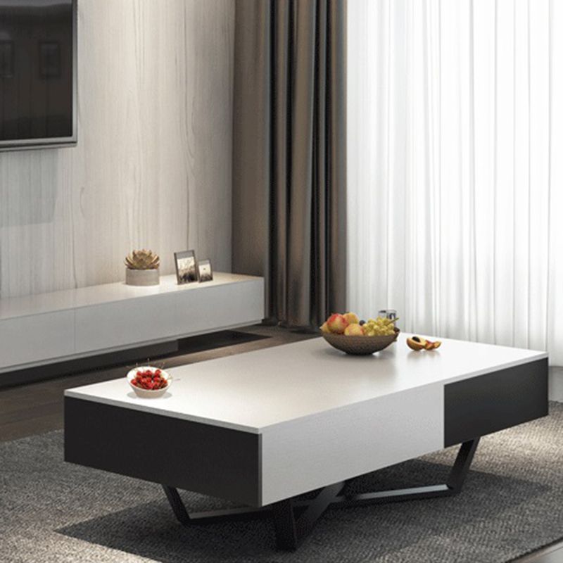 15.7"H Modern Metal Cross Leg Wood Rectangular Table Top Coffee Table Clearhalo 'Coffee & Accent Tables' 'Coffee Tables' 'coffee_tables' 'furn' 'furn_coffee_tables' 'Furniture' 'furniture_coffee_tables' 'Living Room Furniture' 1200x1200_c0084092-f8d2-46bf-8cd9-0f390d4351af