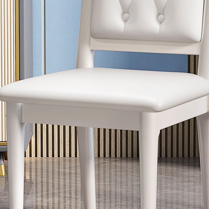 Wood Tufted Dining Chair Modern Style Open Back Armless Chair