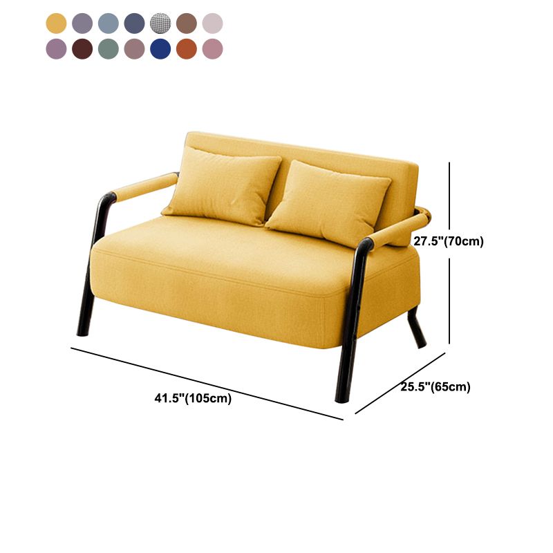 Divano contemporaneo con 2 cuscini di divano nero a braccio quadrato standard