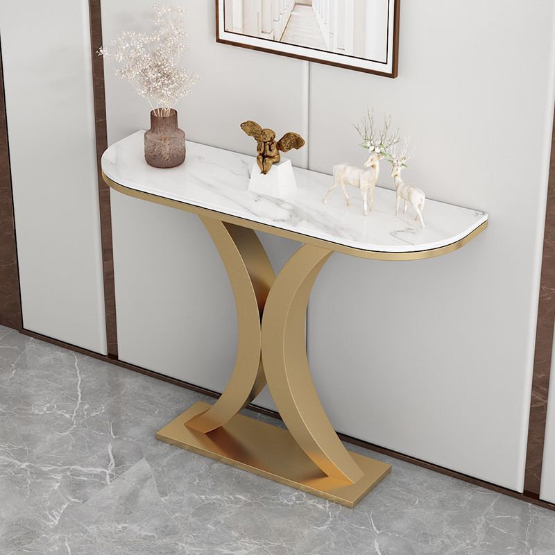 Tavolo della console glam tavolo di accento in marmo mezza luna, largo 12 pollici