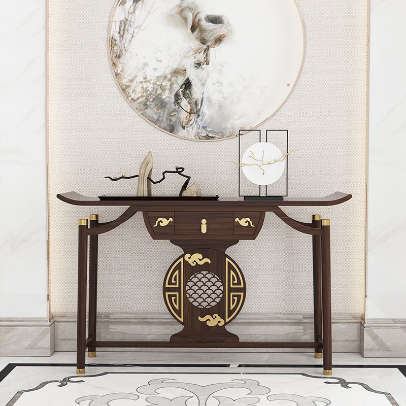 Mesa de consola de consola contemporánea de rectángulo mesa de sofá de consola de madera en marrón
