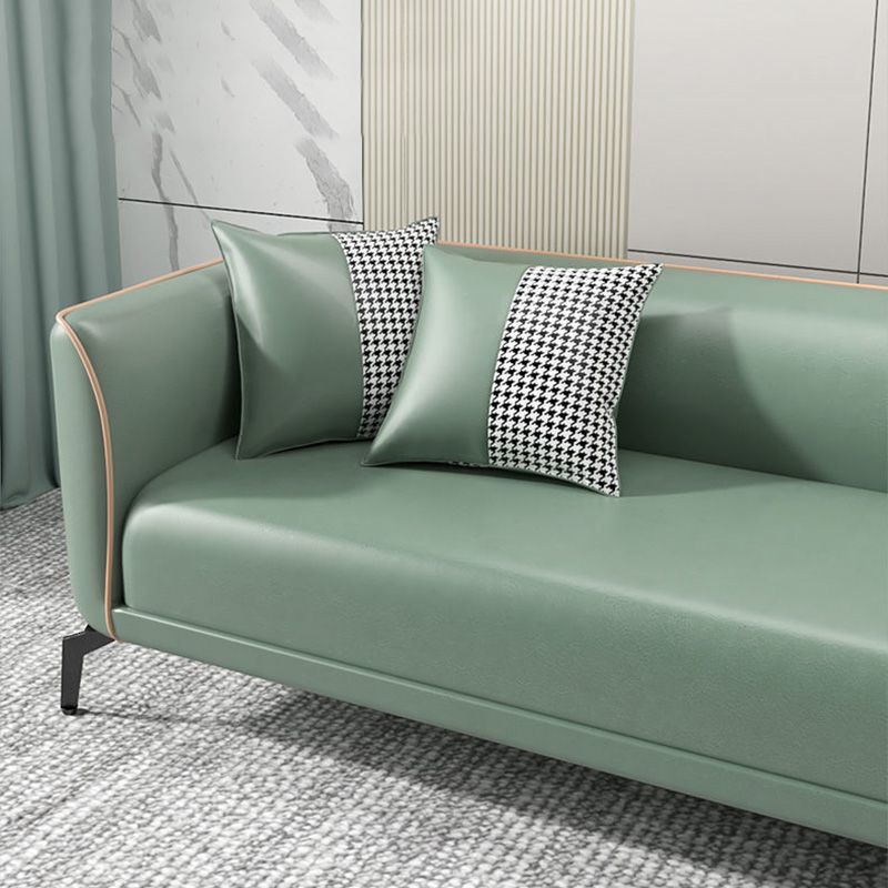 リビングルーム用のタイトなバックソファスカンジナビアフェイクレザースクエアアームソファソファ