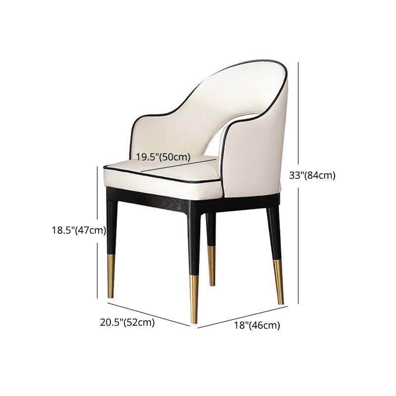 Glam -stijl armstoel houten open rug eetstoel voor keuken met gestoffeerd