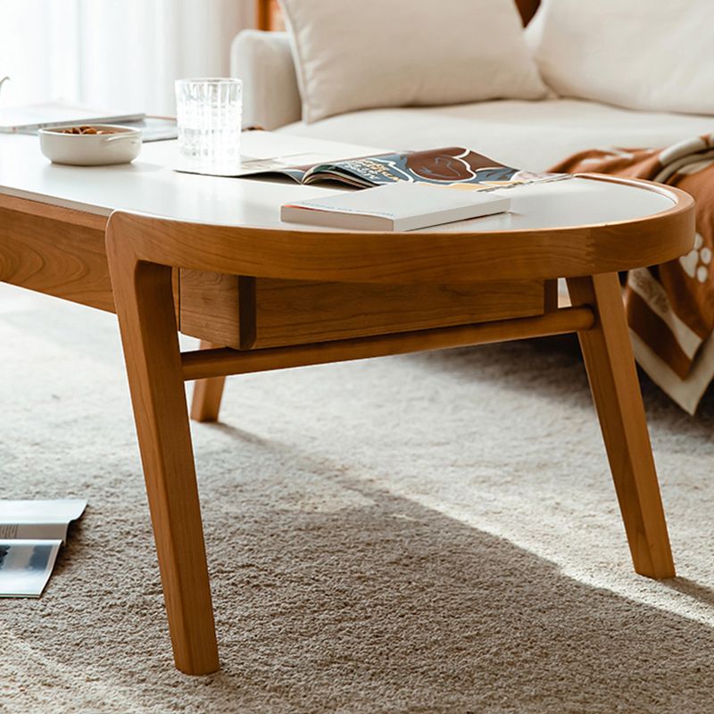 Farmhouse Wooden Coffee Table Elliptical 4 Legs Cocktail Table Clearhalo 'Coffee & Accent Tables' 'Coffee Tables' 'coffee_tables' 'furn' 'furn_coffee_tables' 'Furniture' 'Living Room Furniture' 1200x1200_c00e2dd1-bbf5-4f72-9216-bd6e994e8d86