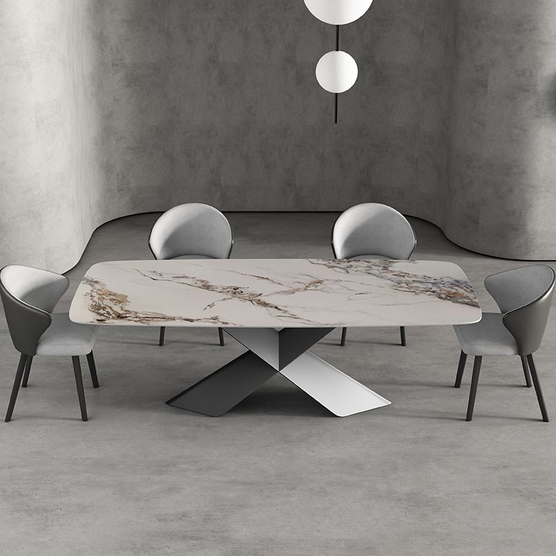 Stone Rectangle Top Dining Table Traditional Luxury Dining Table with Pedestal Base Clearhalo 'Dining Tables & Seating' 'Dining Tables' 'dining_table' 'furn' 'furn_dining_table' 'Furniture' 'furniture_dining_table' 'Kitchen & Dining Furniture' 1200x1200_c00ebbc0-2f41-440f-9e80-2c2875314356