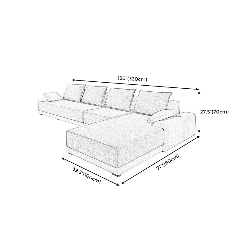 L-Shape Pillowed Back Cushions Pillow Top Arm Sectional with Slipcovered Clearhalo 'furn' 'furn_sectionals' 'Furniture' 'furniture_sectionals' 'Living Room Furniture' 'Sectionals' 1200x1200_c00f71c1-a4eb-4ab8-9501-5504df973946