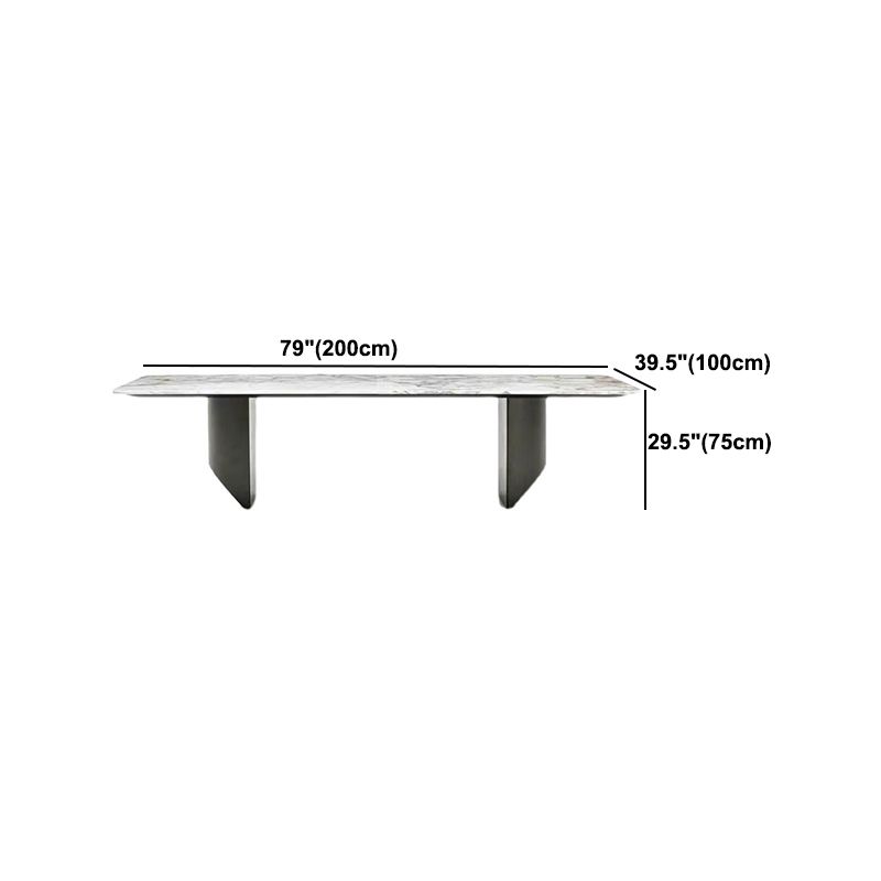 Rectangle Dining Table Sintered Stone Top Modern White Table with Black Legs Clearhalo 'Dining Tables & Seating' 'Dining Tables' 'dining_table' 'furn' 'furn_dining_table' 'Furniture' 'Kitchen & Dining Furniture' 1200x1200_c01207fe-1f52-4d11-8c04-965d4d78fdf1
