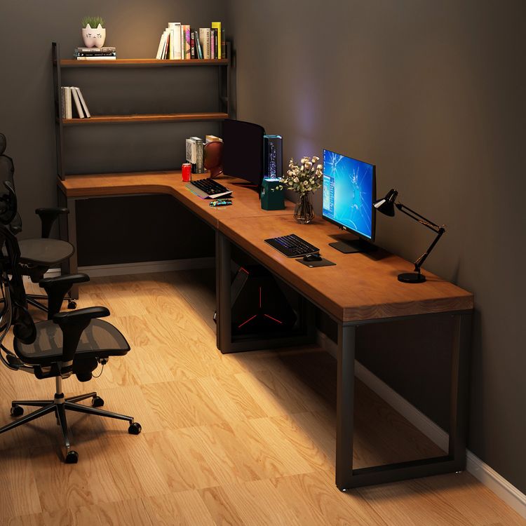 Rectangular Corner Writing Desk Solid Wood Office Desk with Iron Legs for Bedroom Clearhalo 'furn' 'furn_office_desk' 'Furniture' 'Office Desks' 'Office Furniture' 'office_desk' 1200x1200_c0136156-ed56-491e-93f3-0423db3f8924