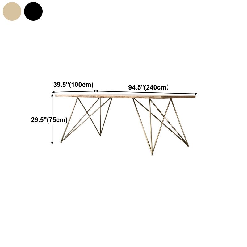 キッチン用のモダンな黒と金の木材テーブル長方形のダイニングテーブル