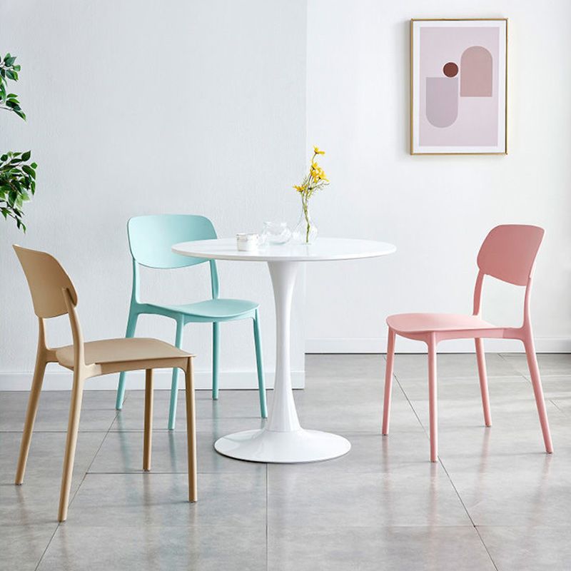 Plastic Scandinavian Armless Chair Open Back Dining Room Chair