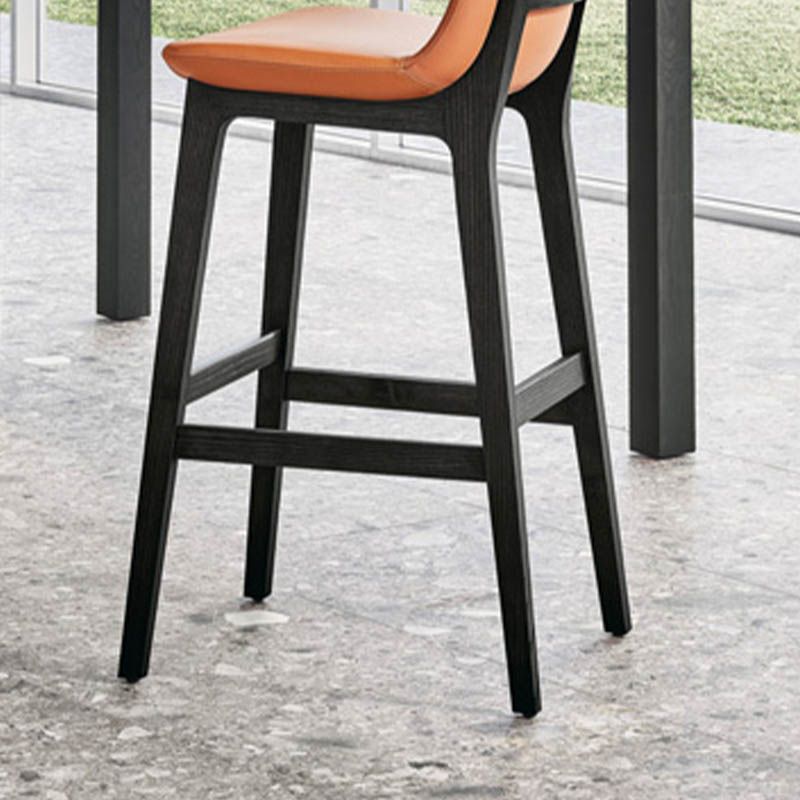 Contemporary 38.5-inch Armless Bar Stool with Solid Wood Base
