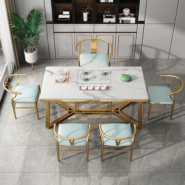 Metal Traditional Luxury Rectangle Table Sintered Stone Top Table with Trestle Base Clearhalo ' dining_table' 'Dining Tables & Seating' 'Dining Tables' 'furn' 'furn_dining_table' 'Furniture' 'furniture_dining_table' 'Kitchen & Dining Furniture' 'kitchen&dining_furn' 'kitchen' 'kitchen_dining_table' 1200x1200_c018825b-4778-4803-8df4-ef52c3b213bf