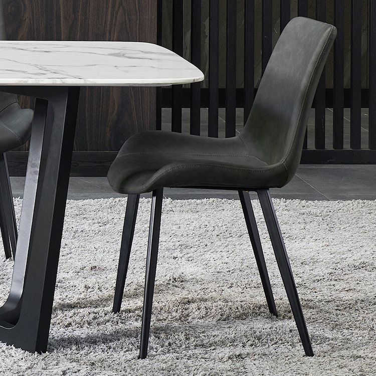 Chaise contemporaine chaise sans arme pour cuisine avec des jambes en métal