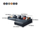 Contemporary Stationary Faux Leather Living Room Recessed Arm Sofa Chaise