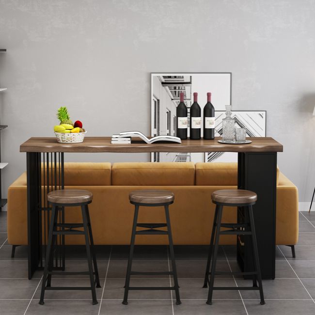 Solid Wood Pub Table with Rectangle Table Top Double Pedestal Table - 41.3" H Clearhalo 'Bar Furniture' 'Bar Tables' 'bar_tables' 'furn' 'furn_bar_tables' 'Furniture' 'furniture_bar_tables' 'Kitchen & Dining Furniture' 1200x1200_c01ae452-6ec7-4747-912d-d51e28140156