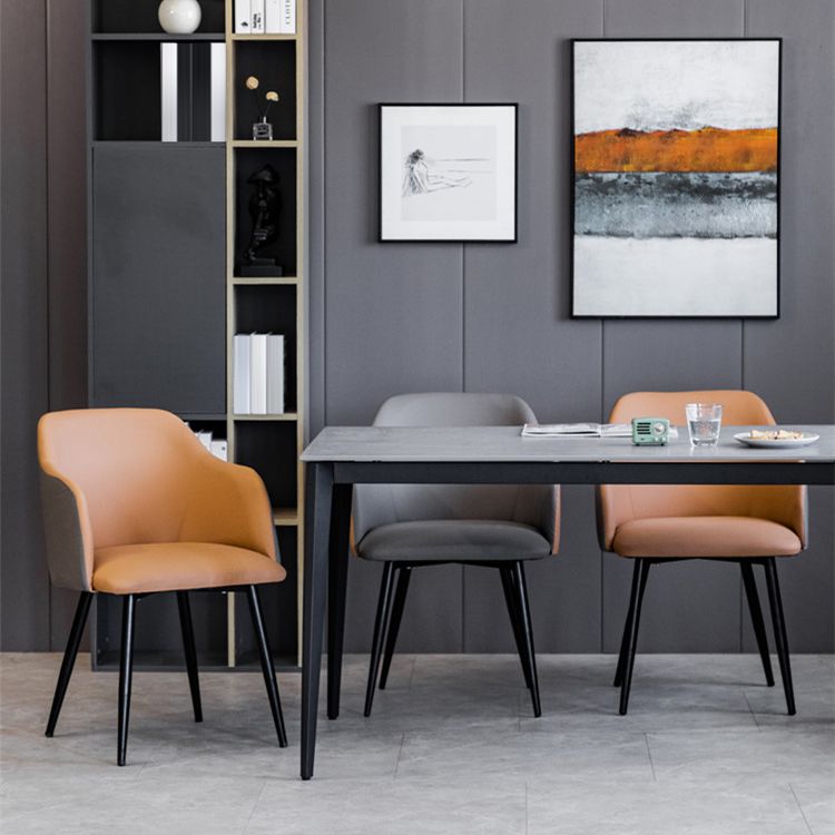 Scandinavian Home Arm Chair Parsons Back Upholstered Metal Dining Room Chair Clearhalo ' kitchen&dining_furn' 'Dining Chairs' 'Dining Tables & Seating' 'dining_chair' 'furn' 'furn_dining_chair' 'Furniture' 'furniture_dining_chair' 'Kitchen & Dining Furniture' 'kitchen' 1200x1200_c01bb207-9080-40bf-adc1-ae48aa300fc7