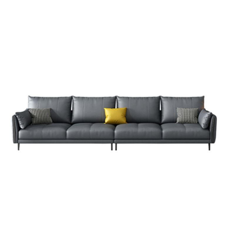 Grey Removable Cushions Faux Leather Straight Arm Sofa/Sectional with Wear-Resisting Clearhalo 'furn' 'furn_sectionals' 'Furniture' 'Living Room Furniture' 'Sectionals' 1200x1200_c01c4a36-d343-46a2-a35d-264ac1b578ff