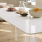 Acryli Contemporary Dining Set 1/7 Pieces White Stone Dinette Table Set
