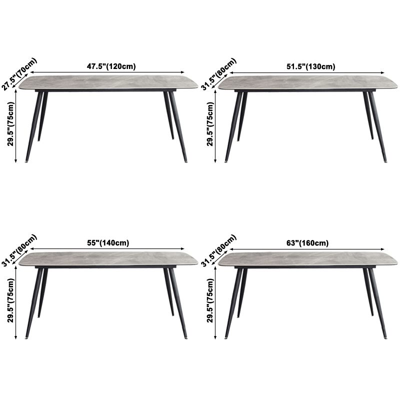 Metal Contemporary Rectangular Table Sintered Stone Top Dining Table with 4 Legs Clearhalo ' dining_table' 'Dining Tables & Seating' 'Dining Tables' 'furn' 'furn_dining_table' 'Furniture' 'furniture_dining_table' 'Kitchen & Dining Furniture' 'kitchen&dining_furn' 'kitchen' 'kitchen_dining_table' 1200x1200_c020aa05-791d-45ab-8f6f-6011db2ee804