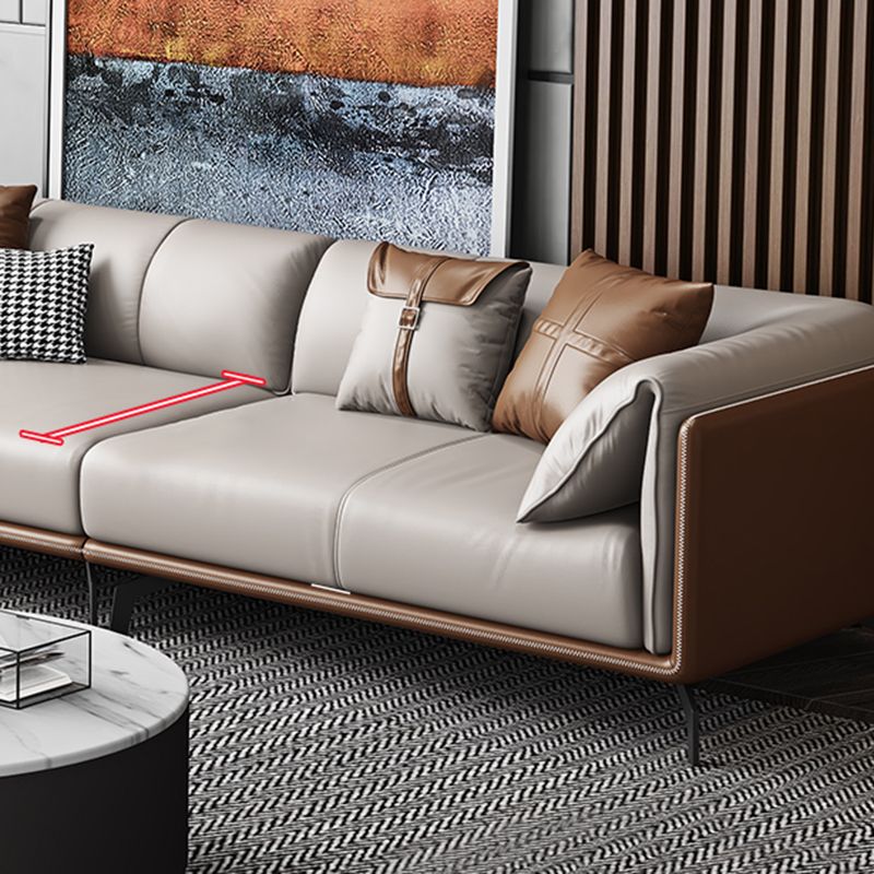 Contemporary Genuine Leather Pillow Top Arm Sofa for Living Room, Apartment Clearhalo 'furn' 'furn_sofas' 'Furniture' 'furniture_sofas' 'kitchen' 'kitchen_sofas' 'Living Room Furniture' 'Sofa' 'sofas' 1200x1200_c023030a-af7a-4050-8611-29d63f27694b