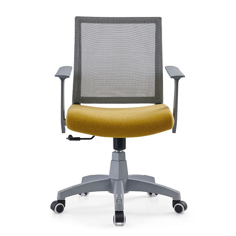 Mesh Mid Back Desk Chair Contemporary Fixed Arms Bureau stoel met wielen