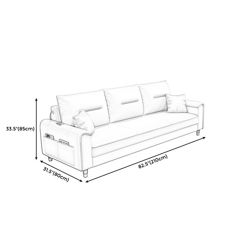 Nordic Leather Sofa with Bolster Pillows Single Cushion Seat Square Arm for Living Room Clearhalo 'furn' 'furn_sofas' 'Furniture' 'furniture_sofas' 'kitchen' 'kitchen_sofas' 'Living Room Furniture' 'Sofa' 'sofas' 1200x1200_c023dc81-b93d-49b5-b209-2fbadd32ef78