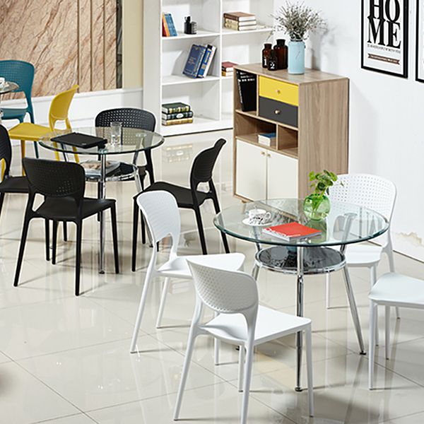 Modern Style Glass Dining Table Round Table with Metal Frame for Home Use Clearhalo ' dining_table' 'Dining Tables & Seating' 'Dining Tables' 'furn' 'furn_dining_table' 'Furniture' 'furniture_dining_table' 'Kitchen & Dining Furniture' 'kitchen&dining_furn' 'kitchen' 'kitchen_dining_table' 1200x1200_c02548ec-f410-4ac2-bb8a-829ec67f124e