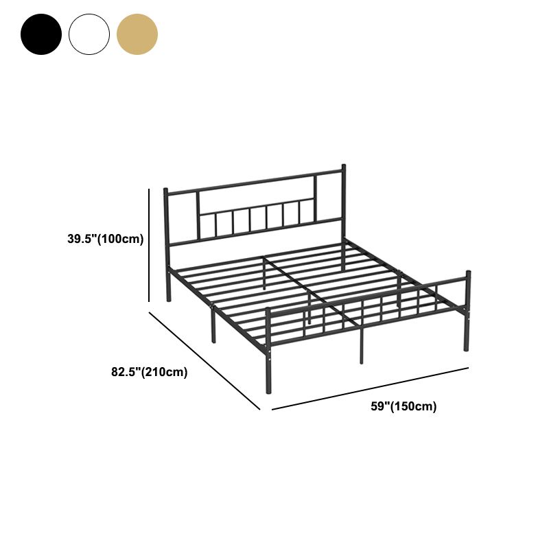 Letto standard in metallo contemporaneo, letto della testiera rettangolare a frame aperto