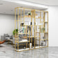 Gold Vertical Open Bookcase Glam Etagere Metal Book Shelf for Bedroom