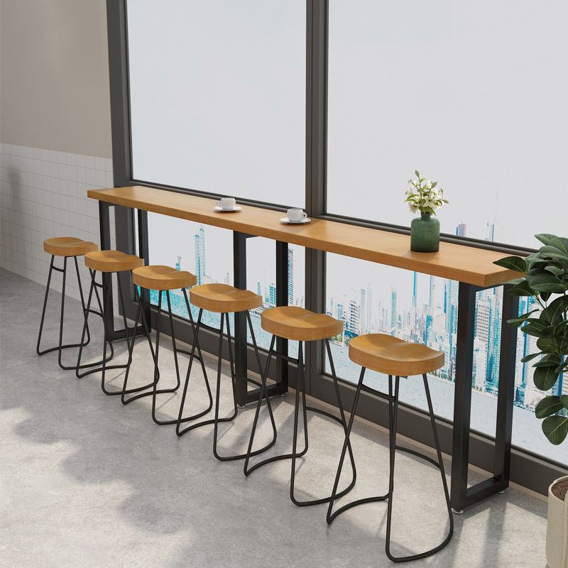 Kitchen Natural Finish Solid Wood Pub Table with Black Metal Frame Clearhalo 'Bar Furniture' 'Bar Tables' 'bar_tables' 'furn' 'furn_bar_tables' 'Furniture' 'Kitchen & Dining Furniture' 1200x1200_c0281918-9b81-488a-9d8b-d5357a6f637d
