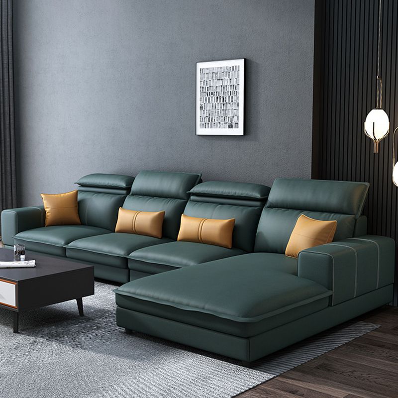 L-Shape Sofa Faux Leather High Back Square Arm Sectional with Stain-Resistant Clearhalo 'furn' 'furn_sectionals' 'Furniture' 'furniture_sectionals' 'Living Room Furniture' 'Sectionals' 1200x1200_c028f95b-fb1d-41e8-a816-9d92edc03c74