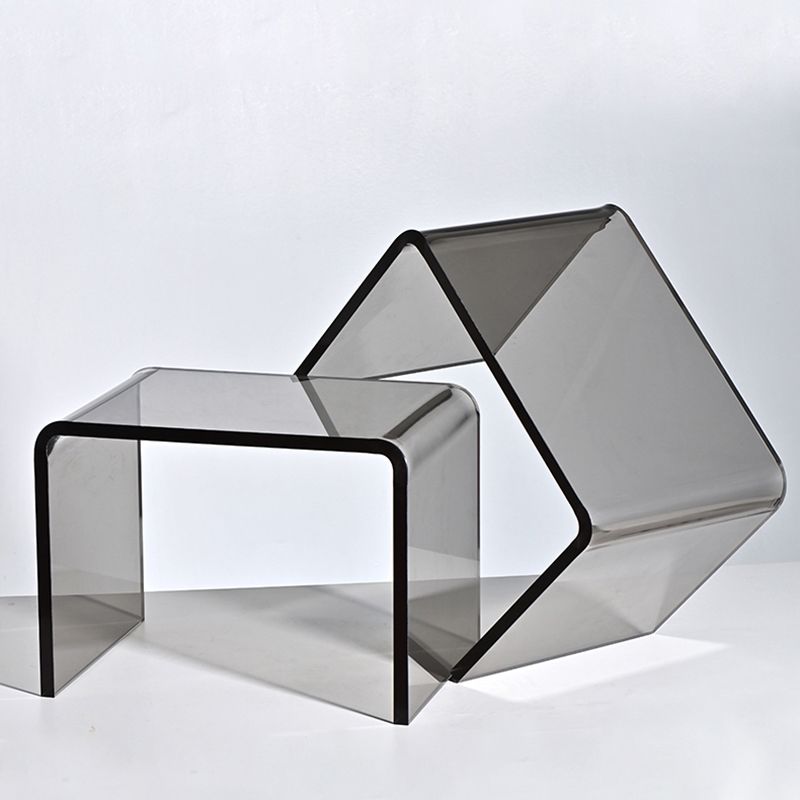 リビングルーム用のモダンな長方形のガラスサイドテーブルスレッドサイドテーブル