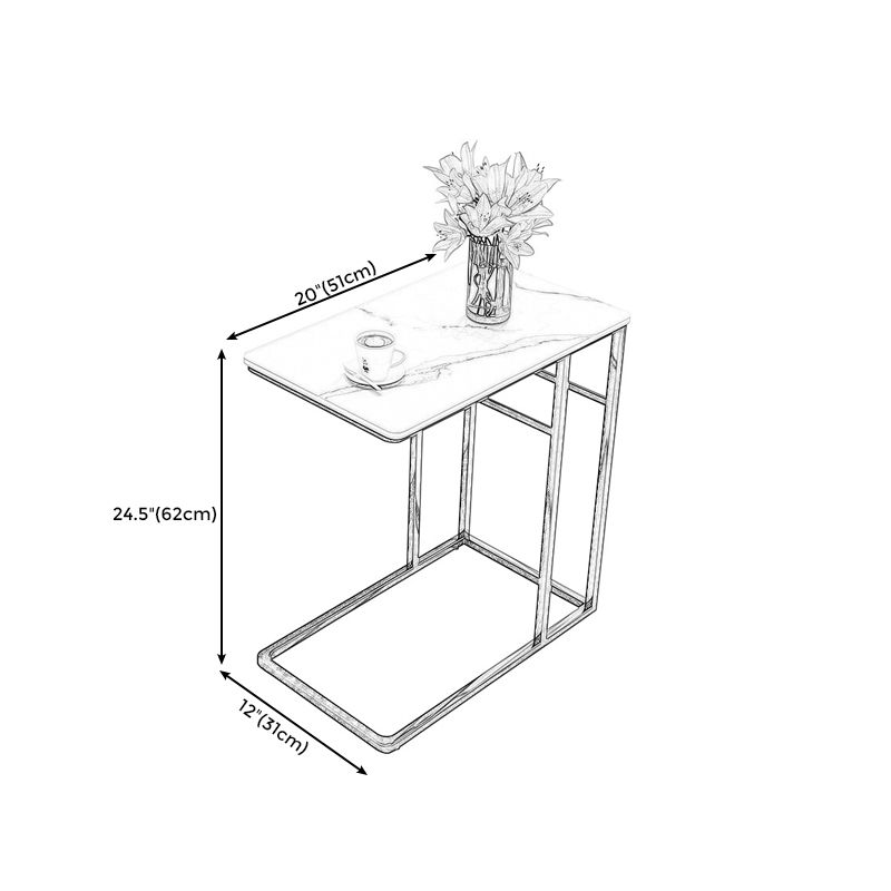 24,4 "hoher Ironcraft C Bodentisch Rechteckig Faux Marmor Top End Table mit Lagerung